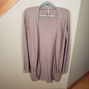 Like New Leo & Nicole Open Front Women's Long Cardigan Beige Small